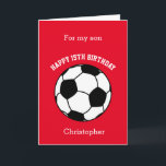 Red Soccer Sport 15th Birthday Card<br><div class="desc">A red personalised soccer 15th birthday card for him. You will be able to easily personalise the front of this soccer sport birthday card with his name. The inside card message and the back of the card can also be edited. This personalised soccer 15th birthday card would make a great...</div>