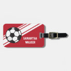 Red Soccer Stripes Personalised Luggage Tag