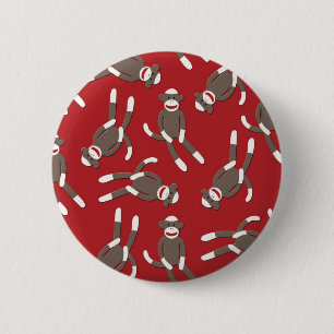Red Sock Monkey Print 6 Cm Round Badge