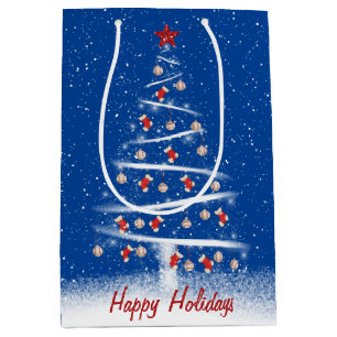 Red Socks and Baseball Christmas Tree Medium Gift Bag