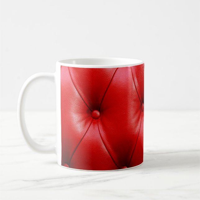 Red sofa leather texture coffee mug (Left)