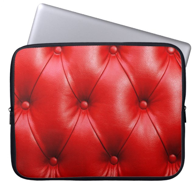 Red sofa leather texture laptop sleeve (Front)