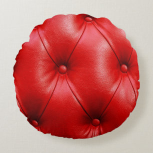Red sofa leather texture round cushion