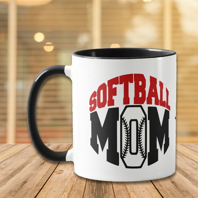 Red Softball Mum Personalised Mug (Creator Uploaded)