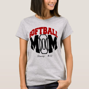 Red Softball Mum Personalised T-Shirt