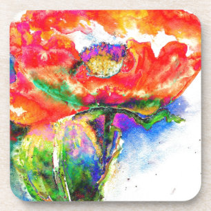 Red Solar Poppy Coaster
