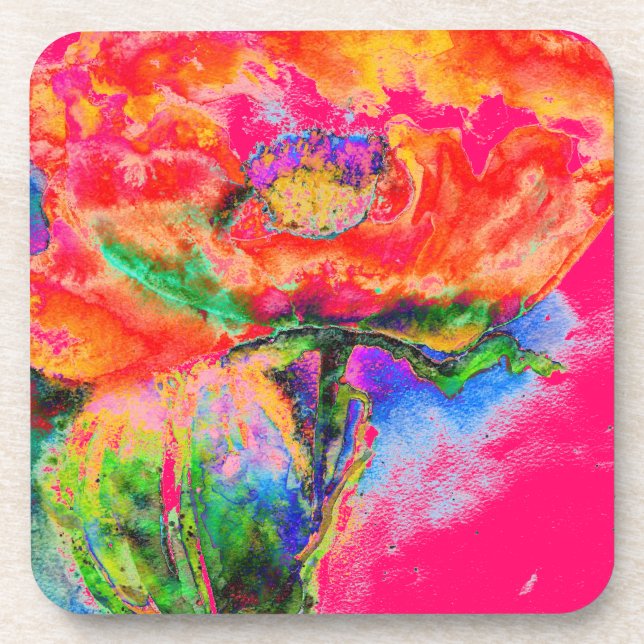 Red Solar Poppy Coaster (Front)