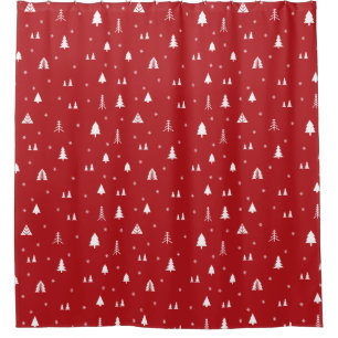 Red Solid Colour Christmas Pattern Personalised  Shower Curtain