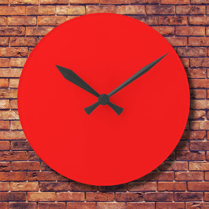 Red Solid Colour Classic Elegant Trendy Round Clock