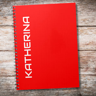 Red Solid Colour Classic White Name Notebook