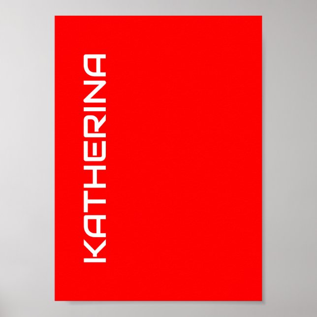 Red Solid Colour | Classic White Name Poster (Front)