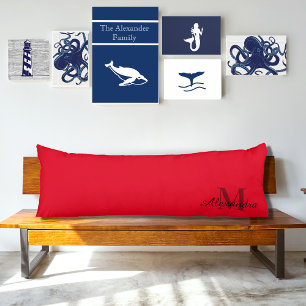 Red solid Colour Monogram name initial  Body Pillo Body Cushion