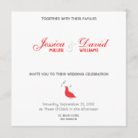 Red Songbird Modern Wedding Invite