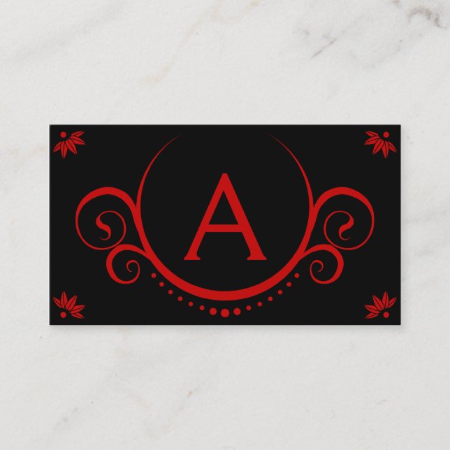 red sophistications monogrammed business card (Front)