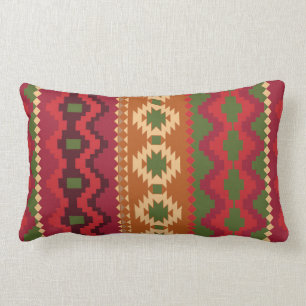 red southwest pattern - western abstract art lumbar cushion