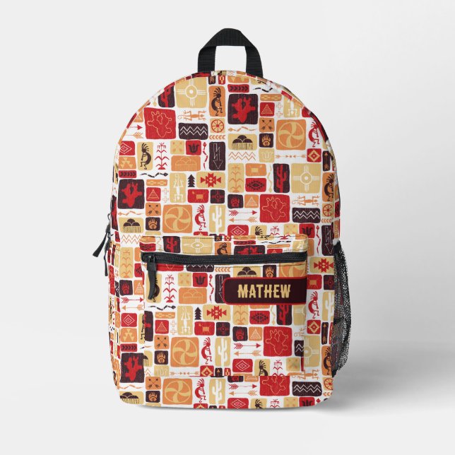 Red Southwest Printed Backpack (Front)