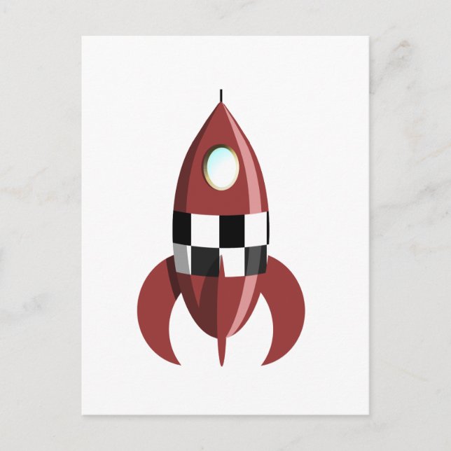 Red Space Rocket Postcard (Front)