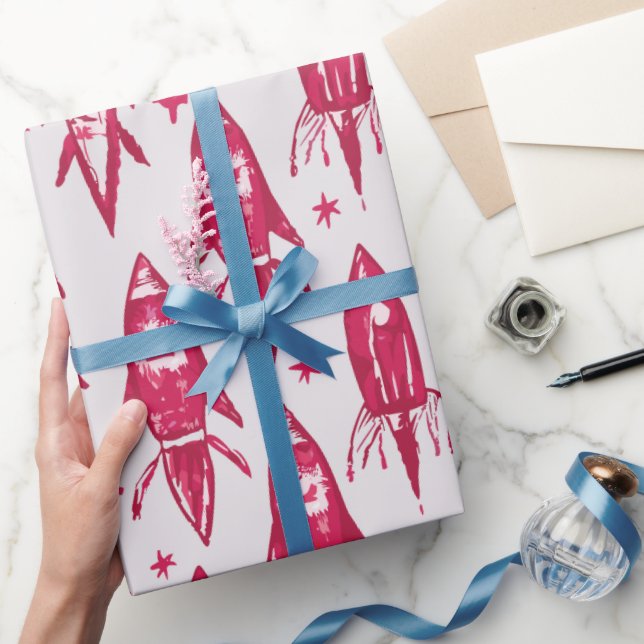 Red Space Rockets Wrapping Paper (Gifting)