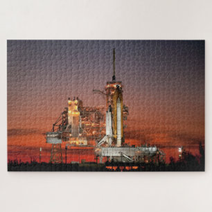 Red Space Shuttle Spaceship Atlantis on Launch Pad Jigsaw Puzzle
