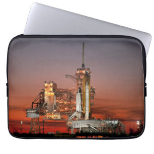 Red Space Shuttle Spaceship Atlantis on Launch Pad Laptop Sleeve