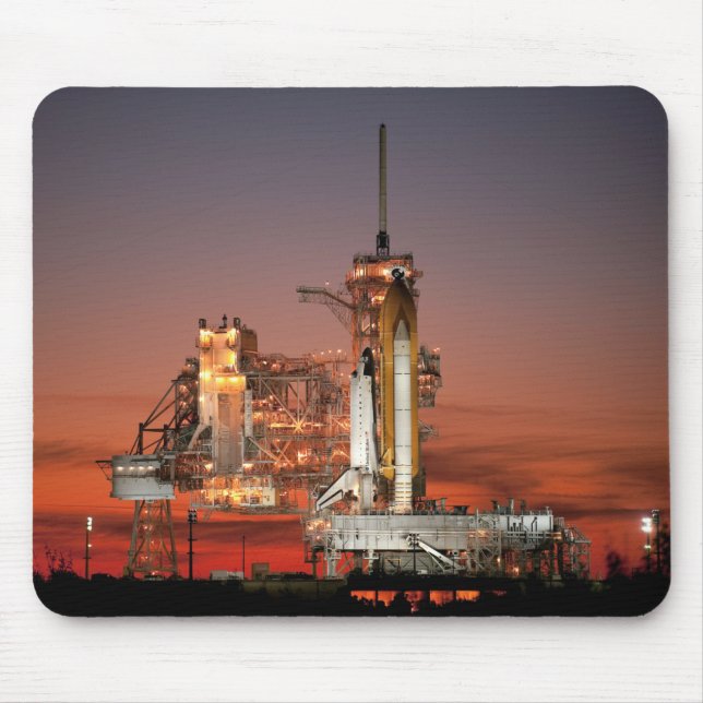 Red Space Shuttle Spaceship Atlantis on Launch Pad Mouse Pad (Front)