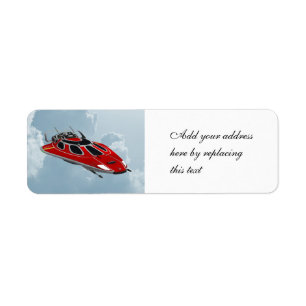 Red Spaceship Return Address Label