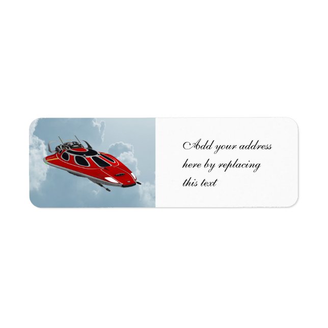 Red Spaceship Return Address Label (Front)