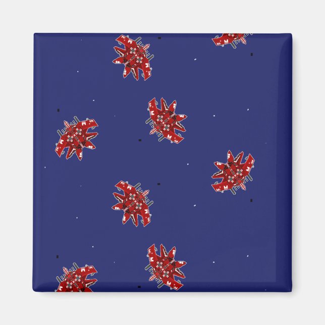 red spaceships in space magnet (Front)