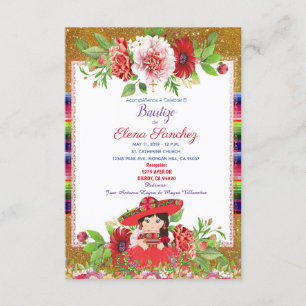 Red Spanish Fiesta Girl Baptism Christening Invitation