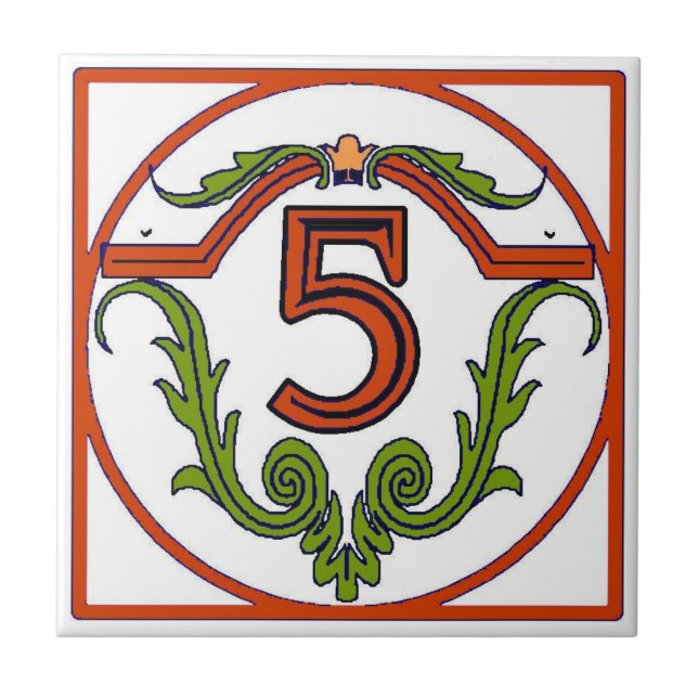 Red Spanish Letter House Number Tiles (Front)