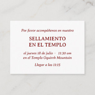 Red Spanish Minimalist Temple Sealing Invitation