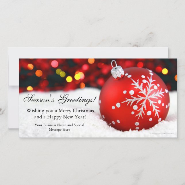 Red Sparkle Business Christmas Holiday Card (Front)