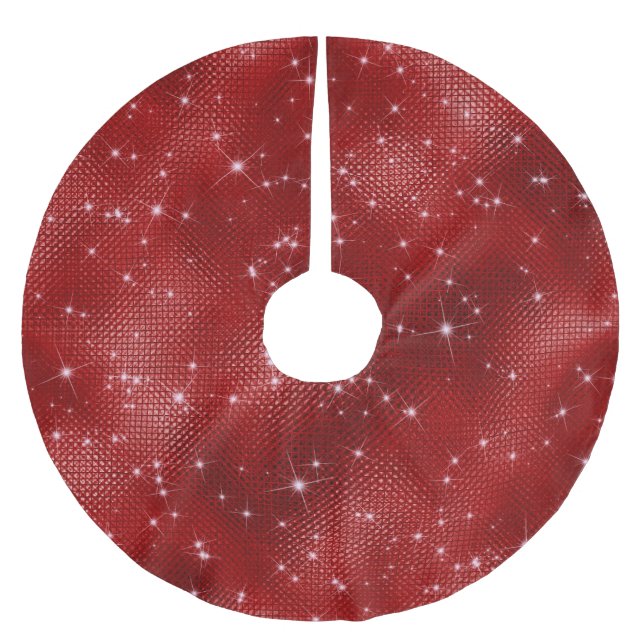 Red Sparkle Christmas  Brushed Polyester Tree Skirt (Front)
