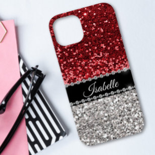 Red Sparkle Glam Bling Personalized iPhone 12 Pro Case