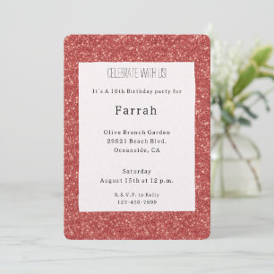 Red Sparkle Glitter Birthday Invitation