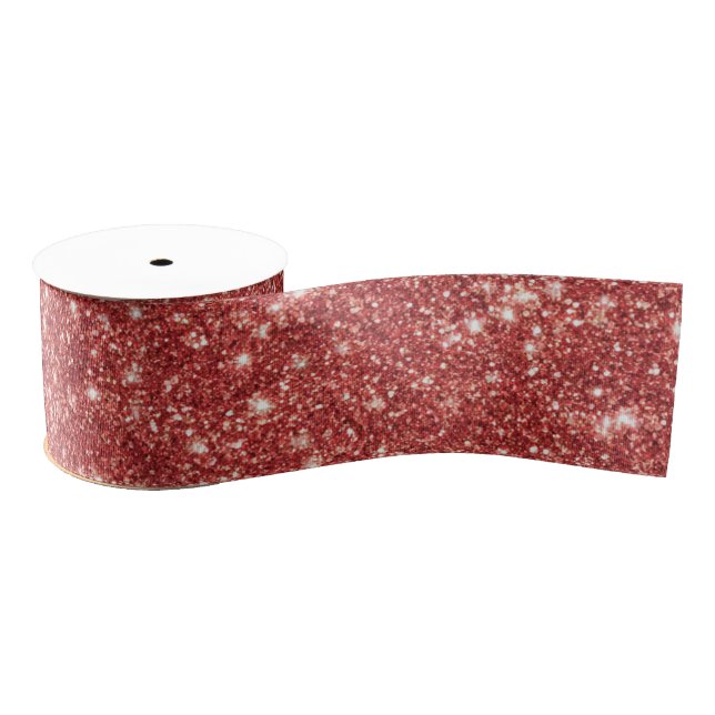 Red Sparkle Glitter Christmas Grosgrain Ribbon (Spool)
