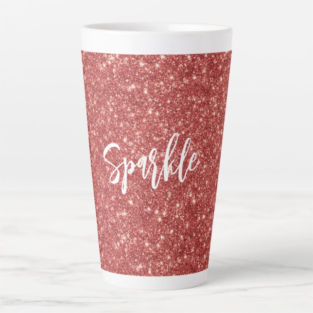 Red Sparkle Glitter Christmas Latte Mug (Front)