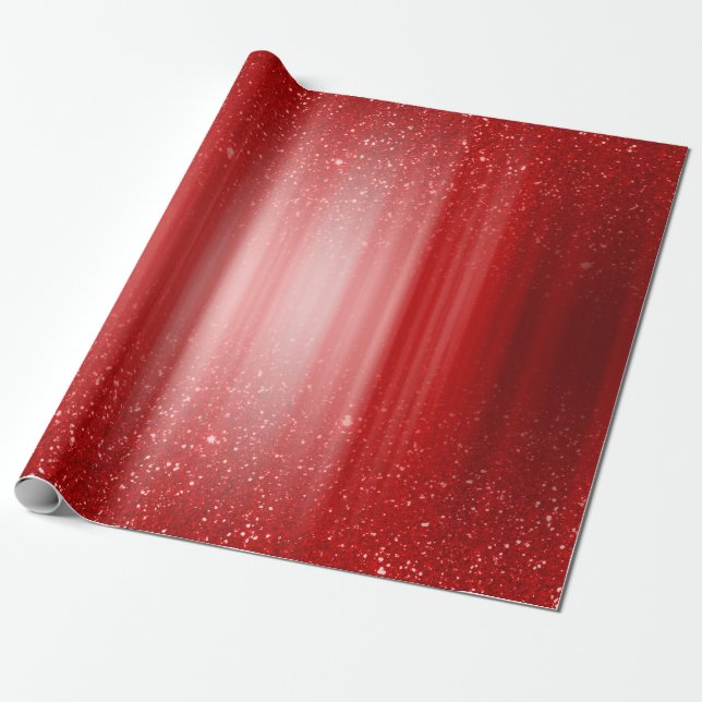 Red Sparkle Glitter Christmas Wrapping Paper (Unrolled)