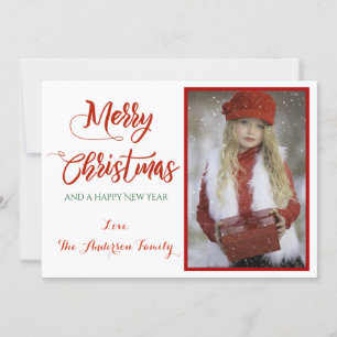 Red Sparkle Merry Christmas Photo Holiday Card