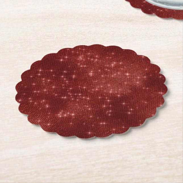 Red Sparkle Paper Coaster (Angled)