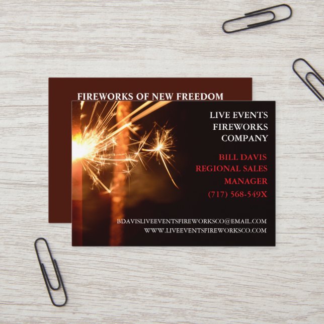 Red Sparkler July 4th Store  Sales Fireworks  Business Card (Front/Back In Situ)