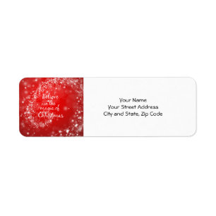 Red Sparkles with Christmas Magic Quote Return Address Label