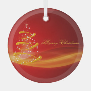 Red Sparkling Christmas Tree Merry Christmas Glass Tree Decoration