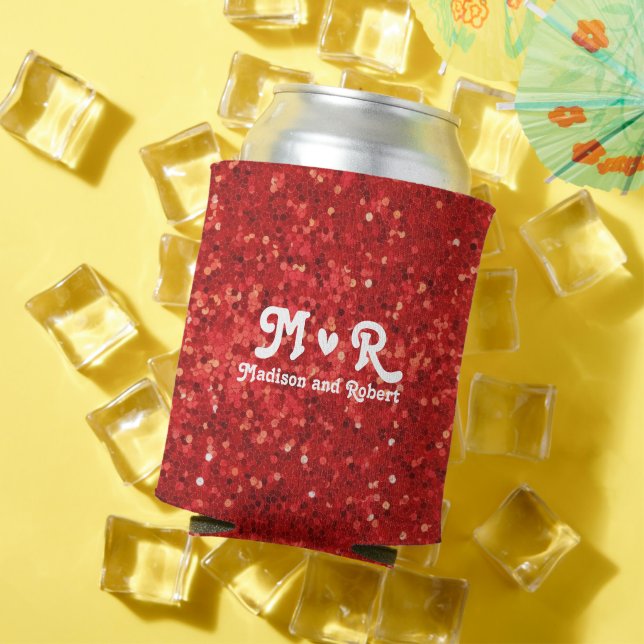 Red sparkling glitter pattern can cooler (In Situ Summer)