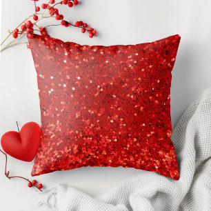 Red sparkling glitter pattern cushion