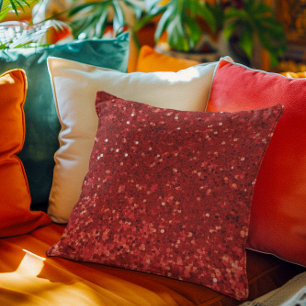 Red sparkling glitter pattern cushion