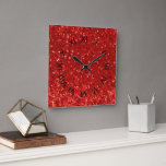 Red sparkling glitter pattern square wall clock<br><div class="desc">Immerse yourself in the breathtaking beauty of our dynamic red glitter texture pattern,  guaranteed to bring a touch of sophistication to your holiday decor.</div>
