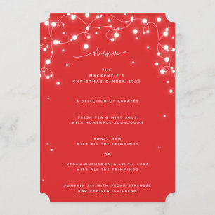 Red Sparkling Lights Christmas Flat 4 Course Menu