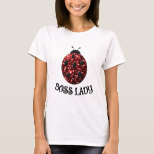 Red sparkly Ladybug BOSS LADY Personalise T-Shirt
