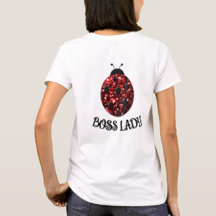 Red sparkly Ladybug BOSS LADY Personalise T-Shirt